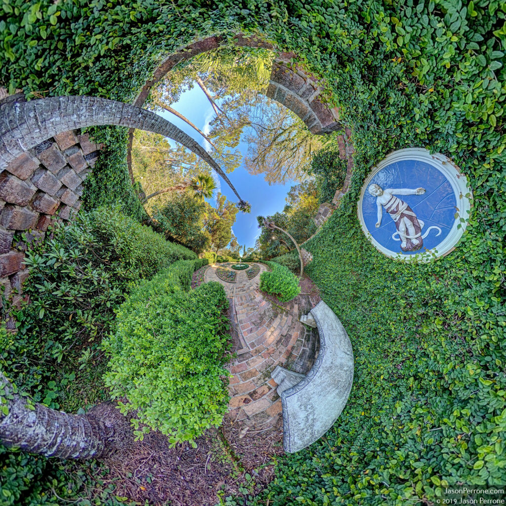 Stereographic projection of the Secret Garden at the Alfred B. Maclay Garden State Park in Tallahassee, Florida