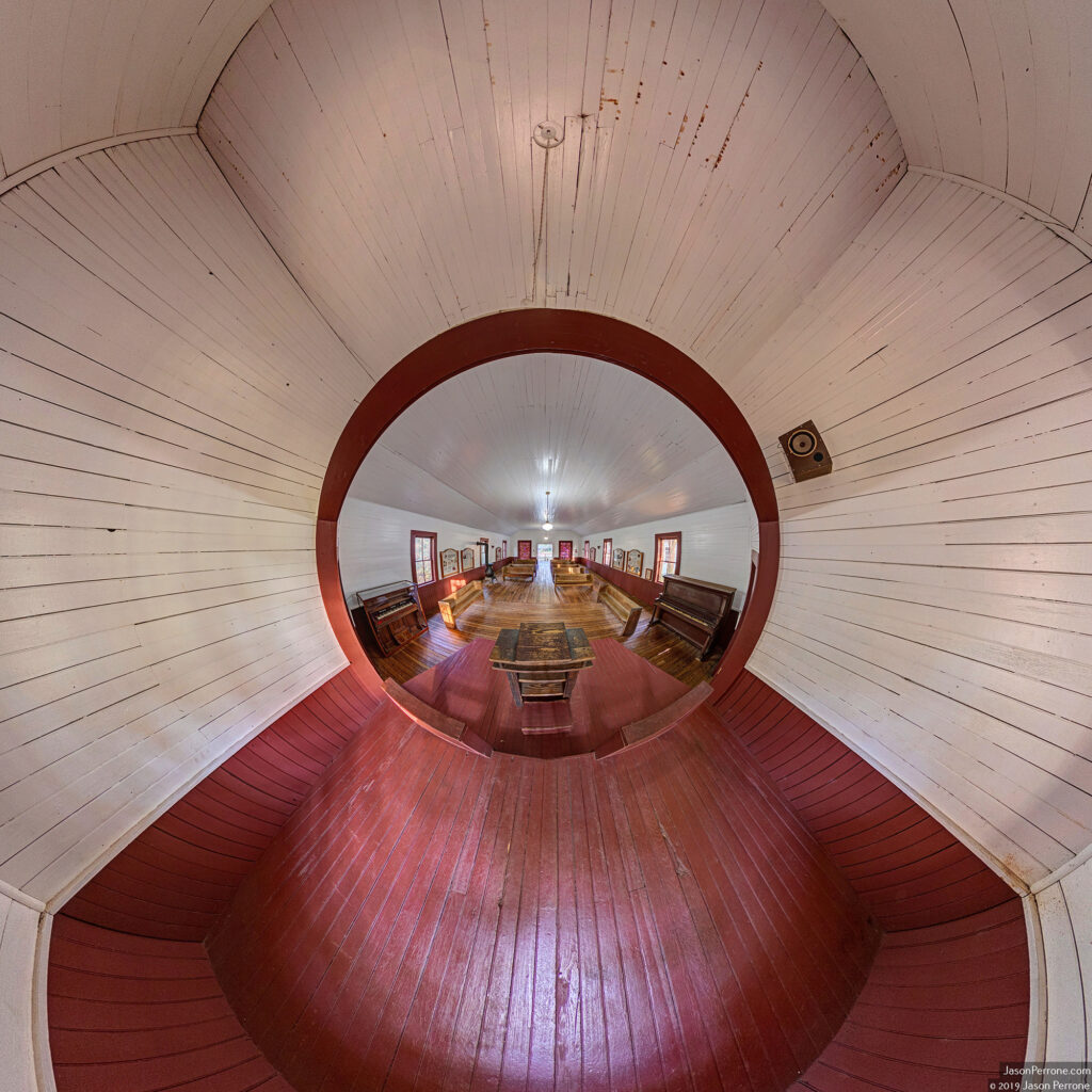 Stereographic projection inside the church at the Tallahassee Museum.