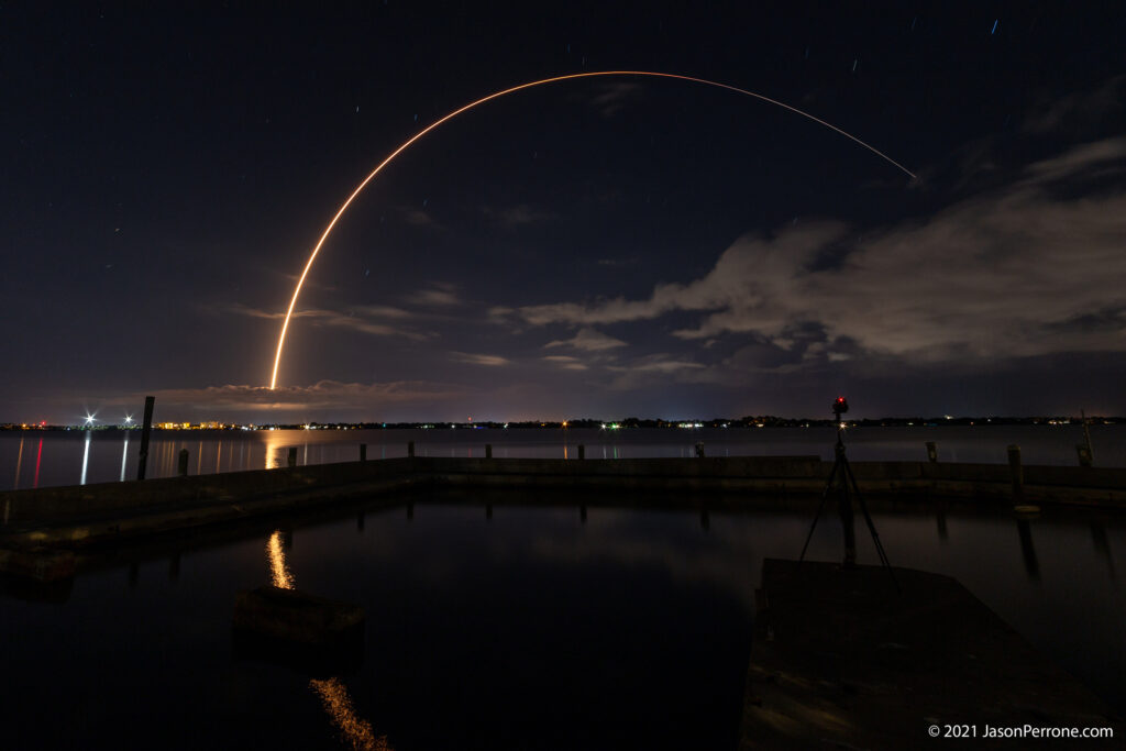 Long exposure photo of a ULA Atlas V rocket carrying NASA's Lucy spacecraft into space. Credit - Jason Perrone