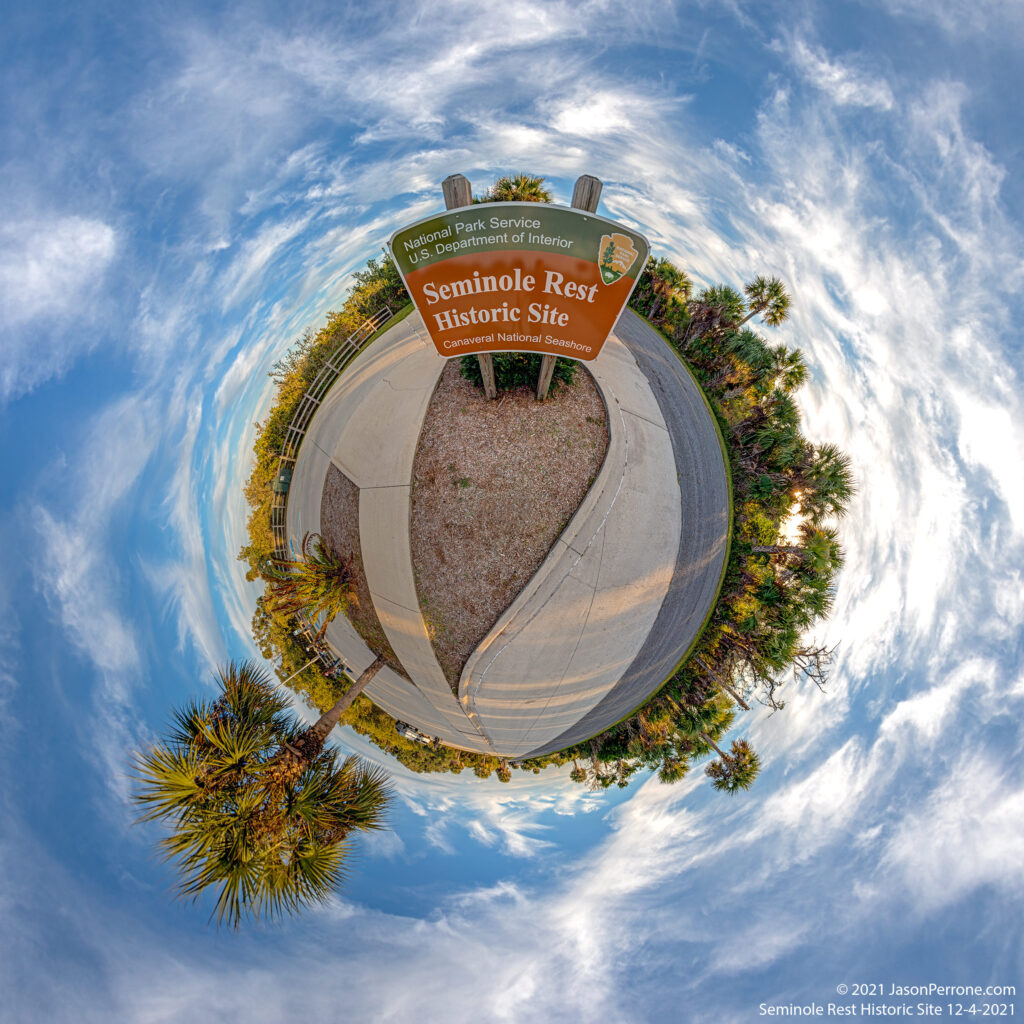 Little planet projection at the Seminole Rest Historic Site in Oak Hill, Florida. 